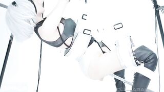 最新机械纪元COS装妹子装绳子捆绑吊着 拨开内裤炮击从下往上抽插无毛白皙 1080P高清非常诱人